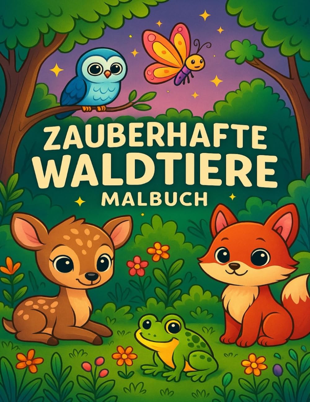 Magischer Wald – Zauberhafte Tierkinder: Ein zauberhaftes Ausmalbuch für Kinder ab 3 Jahren