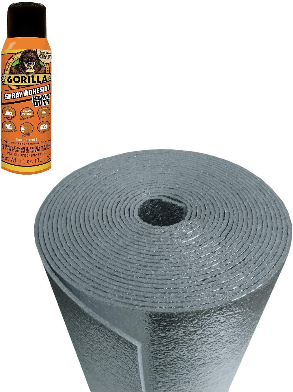 Infinity 4' x 20' Roll (80 Sqft) Car Van SUV RV Camper Vehicle Automotive Thermal Insulation Sound Deadener & Radiant Heat Barrier Mat + Gorilla Glue Adhesive Spray KIT