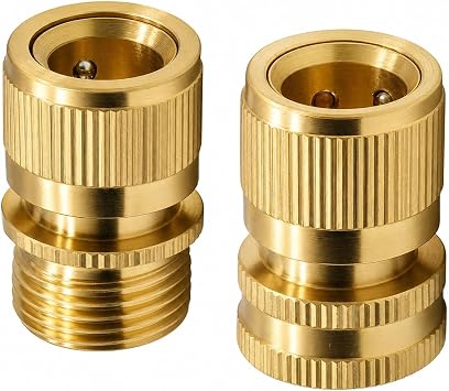 Tesmotor Garden Hose 3/4 inch Female & Male Quick Connector, Water Hose End Brass Connector Fitting 1 Pair