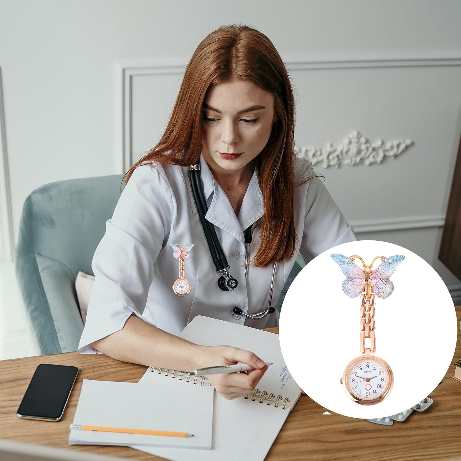 Uonlytech Nurse Pocket Watch Quartz Hanging Watch for Nurses and Students