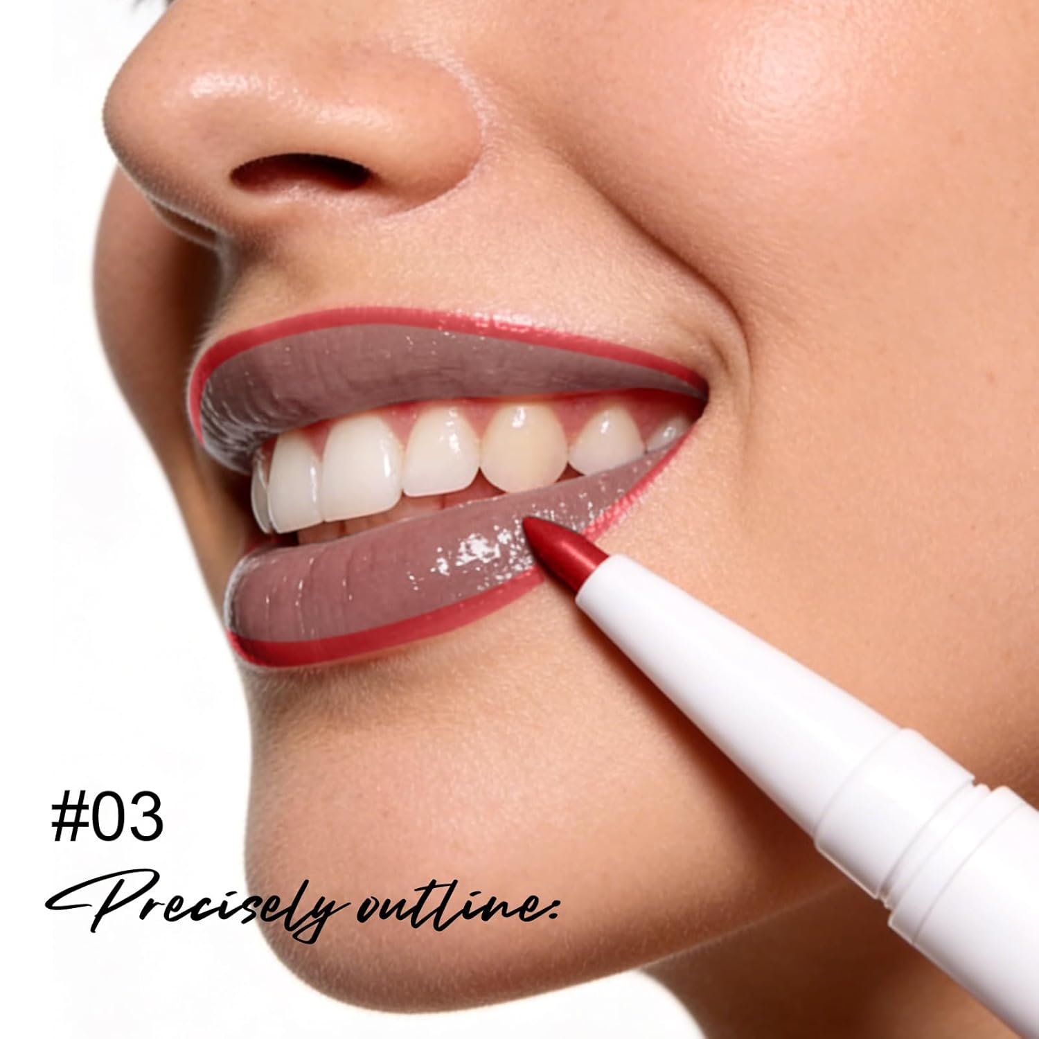 Dual-Head Lip Liner and Gloss Pen, Moisturizing Smooth Long Lasting Waterproof Smudge Proof for Perfectly Defined Lips and Glossy Finish Ideal for Makeup Lovers 03 - Image 3