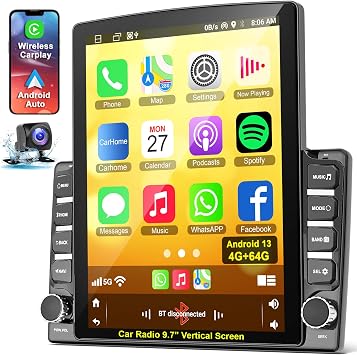 Double din car Radio 9.7" Touch Screen Head Unit Android 15 Stereo 8 Core