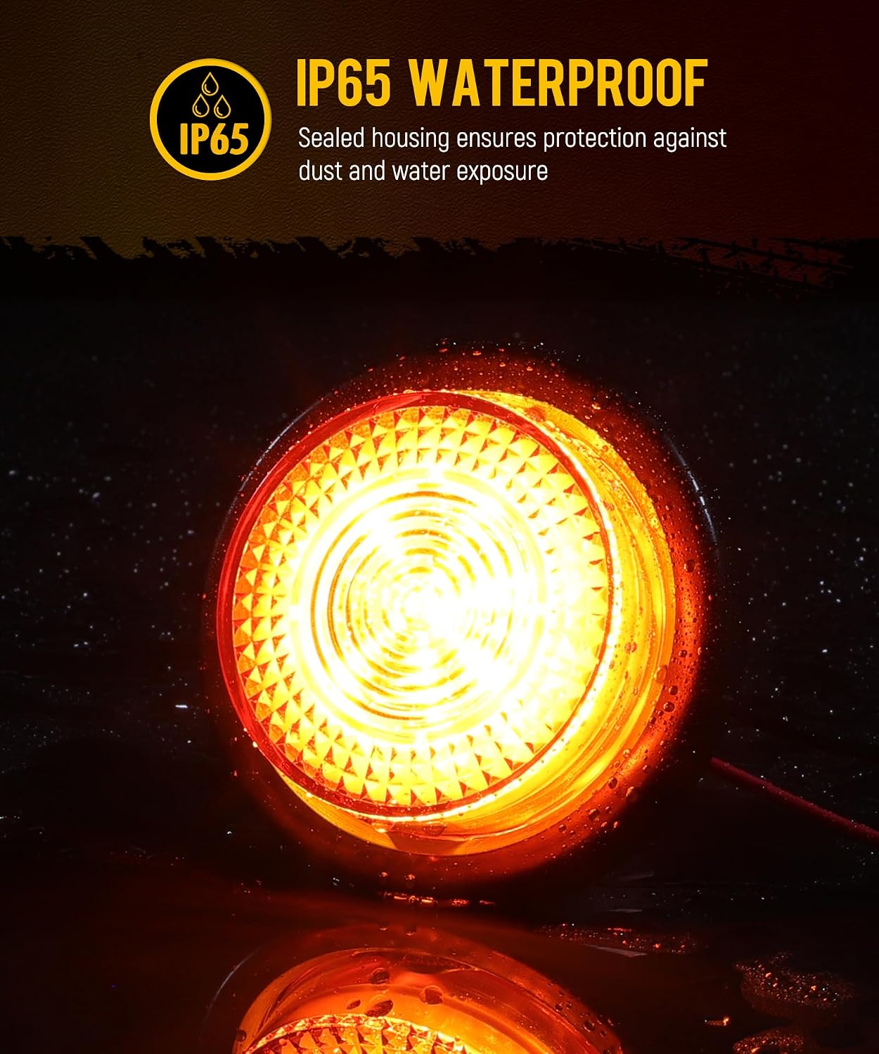 Partsam 10Pcs 2.5 inch Round Amber 21 LED Trailer Marker Lights, Clearance Light with Pigtail and Grommets for Camper RV Semi-trucks Flatbeds