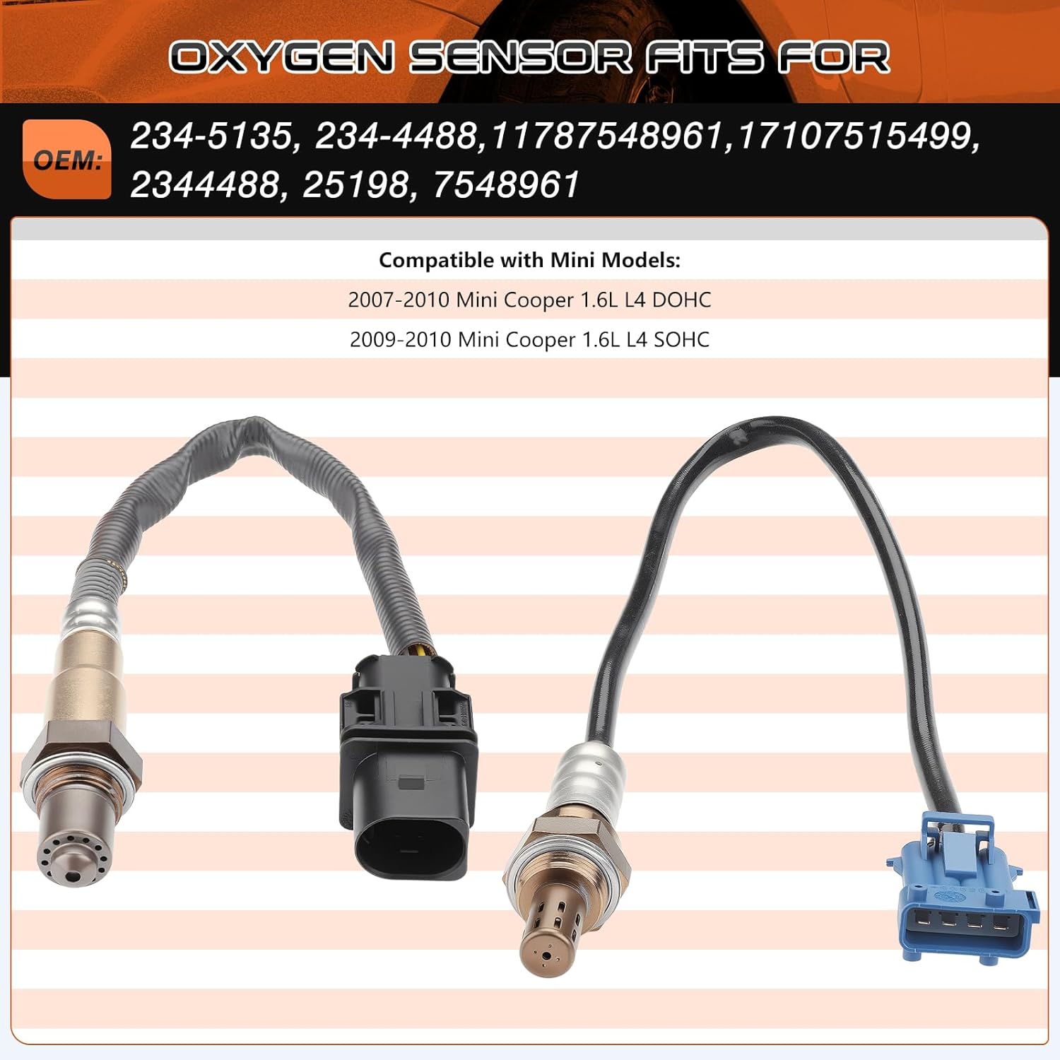 2Pcs Oxygen O2 Sensor Upstream Downstream Fit for Mini Cooper 1.6L L4 2007-2010 Replaces# 234-5135 234-4488