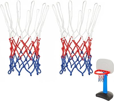 Basketball Net Compatible with Little Tikes 12 Loops Professional Basketball Net Replacement, Heavy Duty Outdoor Basketball Hoop Net, Red-White-Blue