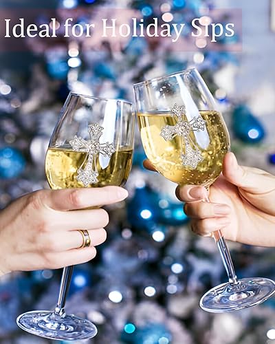 Miniatura 5 de Bdor Juego de 2 copas de vino de Navidad con tallo de 19 onzas, copas de ángel con joyas, copas de cóctel de Navidad de cristal, vasos de bebida de