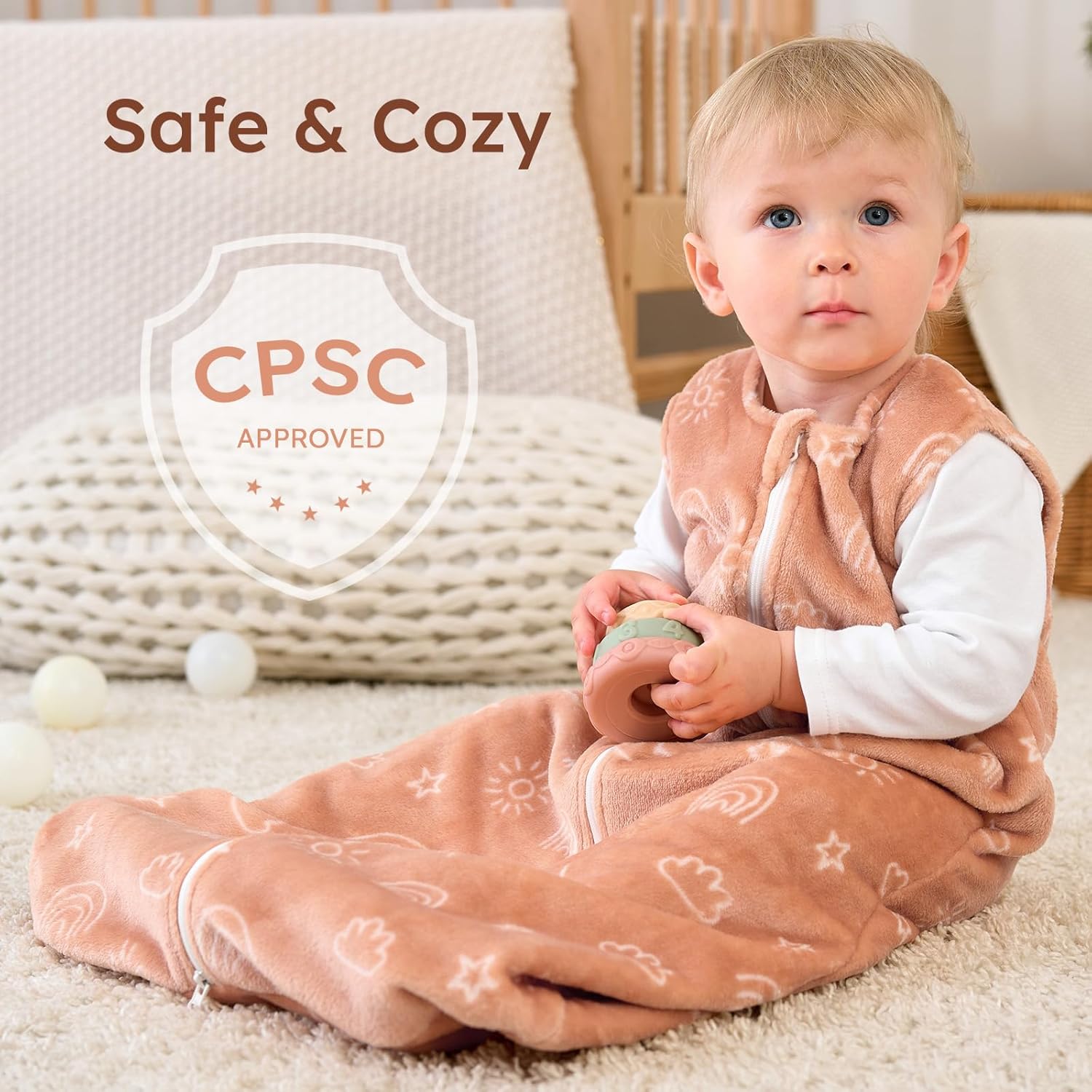 Yoofoss Baby Sleep Sack 12-18 Months, 1.5 Tog Sleep Sack, Fleece Baby Wearable Blanket with 2-Way Zipper, Toddler Sleeping Sack, Soft Warm Lightweight(Small)