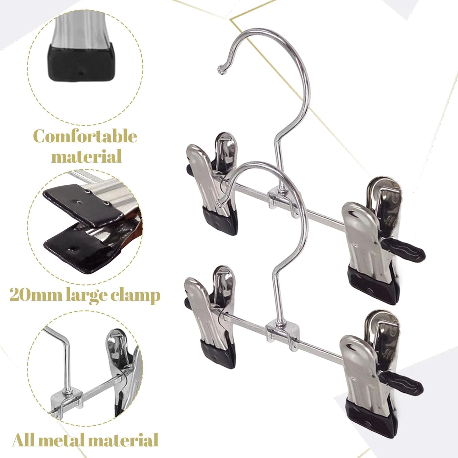 32Pcs Stainless Steel Boot Hangers Double Adjustable Clips Multifunctional Hook Hanging Boot Organizer for Tall Boots Travel Portable Boot Clips for Hanging for Handbags Clothes Laundry Home Socks Hat