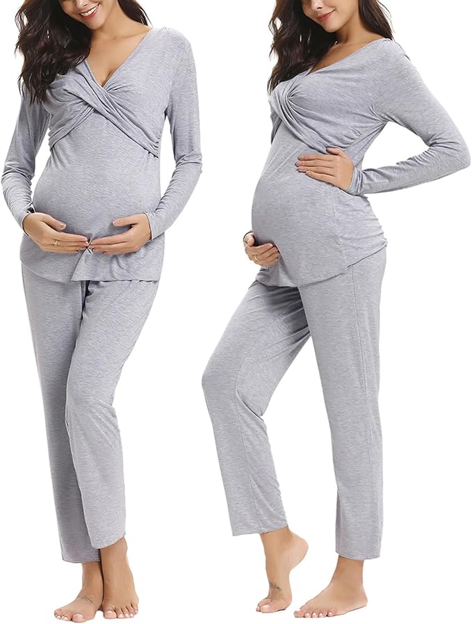 Irdcomps Ensemble Pyjama Cocooning d'Hiver Manches Longues et Pantalon en Coton Épais