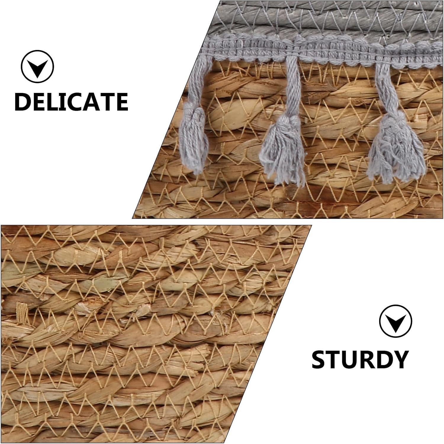 Woven Handheld Flower Basket Large Seagrass Storage Basket with Handles Multi-purpose Home Flower Arrangement for Indoor Decor and Organization image 3
