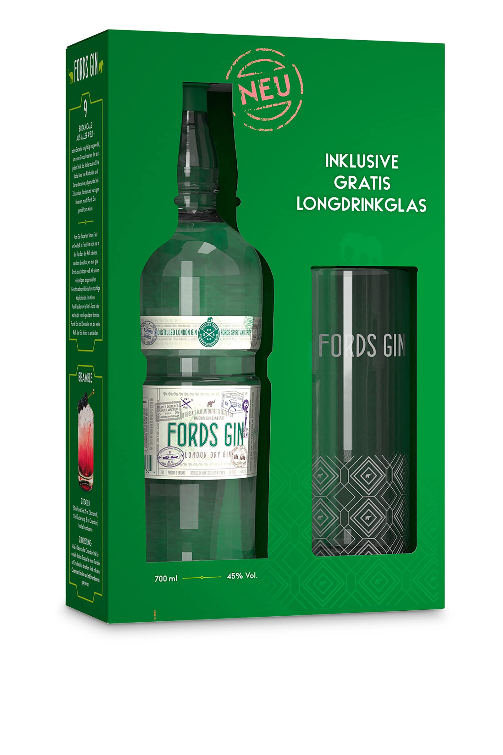Fords Gin London Dry Gin Geschenkset 0,7 l - 45% Vol.