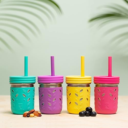 Miniatura 2 de Elk and Friends Pajitas de silicona reutilizables para adultos y niños con tapón para tarros o vasos Mason de 12 y 14 onzas, paquete de 8 pajitas