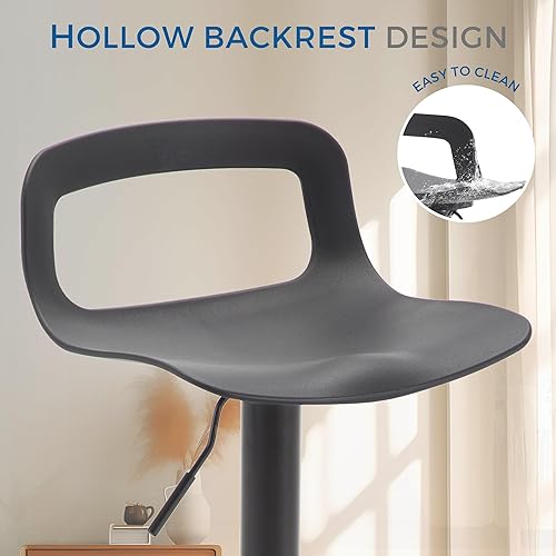 Miniatura 2 de thksbought Juego de 2 taburetes de bar modernos de plástico ajustable de altura giratoria (negro mate) Negro -,Gris,Blanco