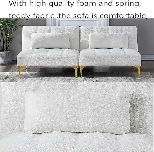 Miniatura 6 de Sofá cama convertible, sofá cama moderno con respaldo ajustable, patas de metal, sofá biplaza tapizado plegable, sofá seccional, asiento de espuma