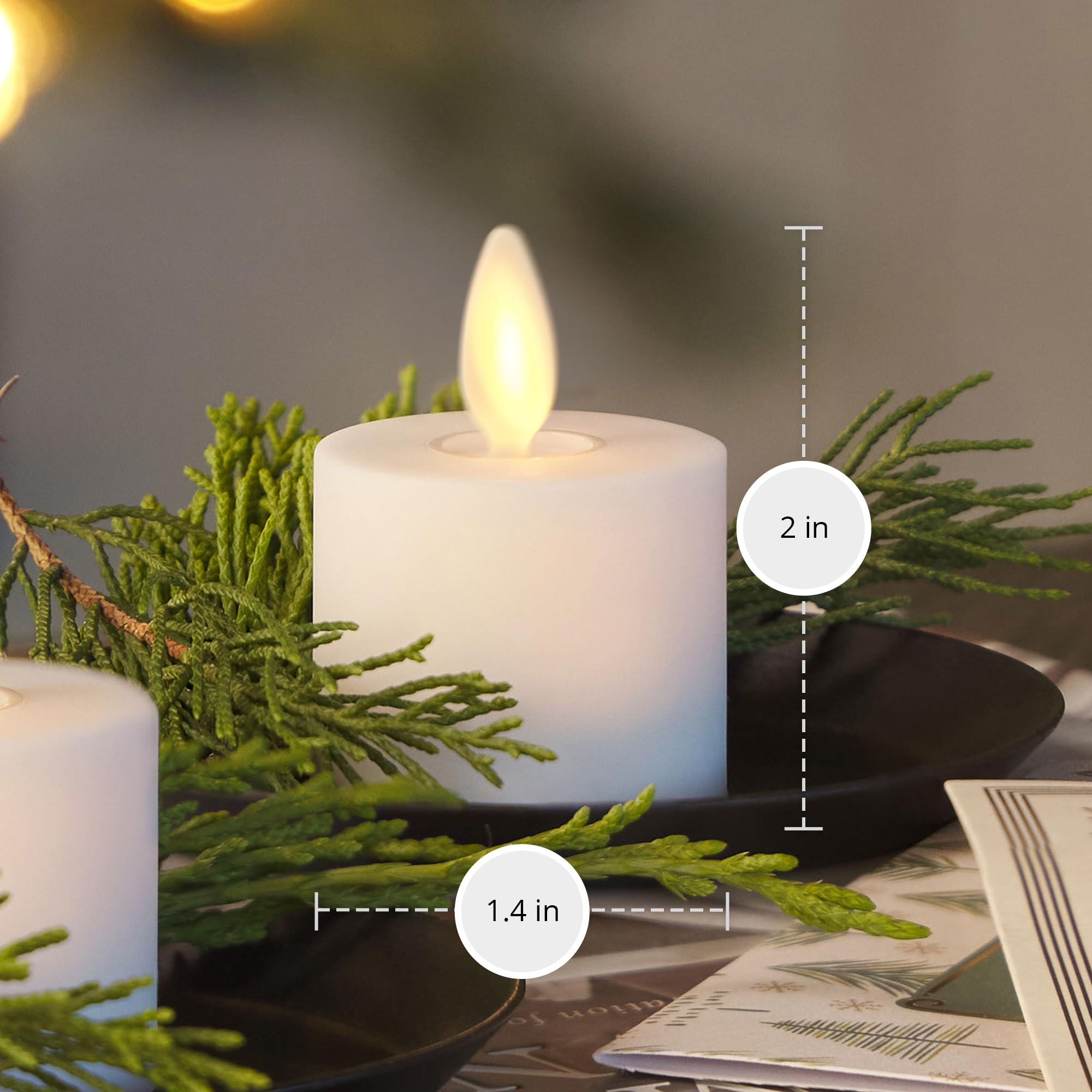 Luminara Moving Flame LED-Teelicht, flammenlos, 3,6 x 5,1 cm, batteriebetrieben, Kunststoff, flammenlos, glatt, matt, Weiß, 2 Stück