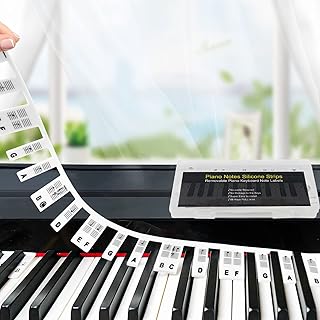 Wellehomi Piano Notes Guide, Removable Piano Keyboard Note Labels for 88-Key Full Size Piano Keyboard Stickers for Beginner Piano Key Stickers with Black Clear Letter Music Notes for Adult and Kids