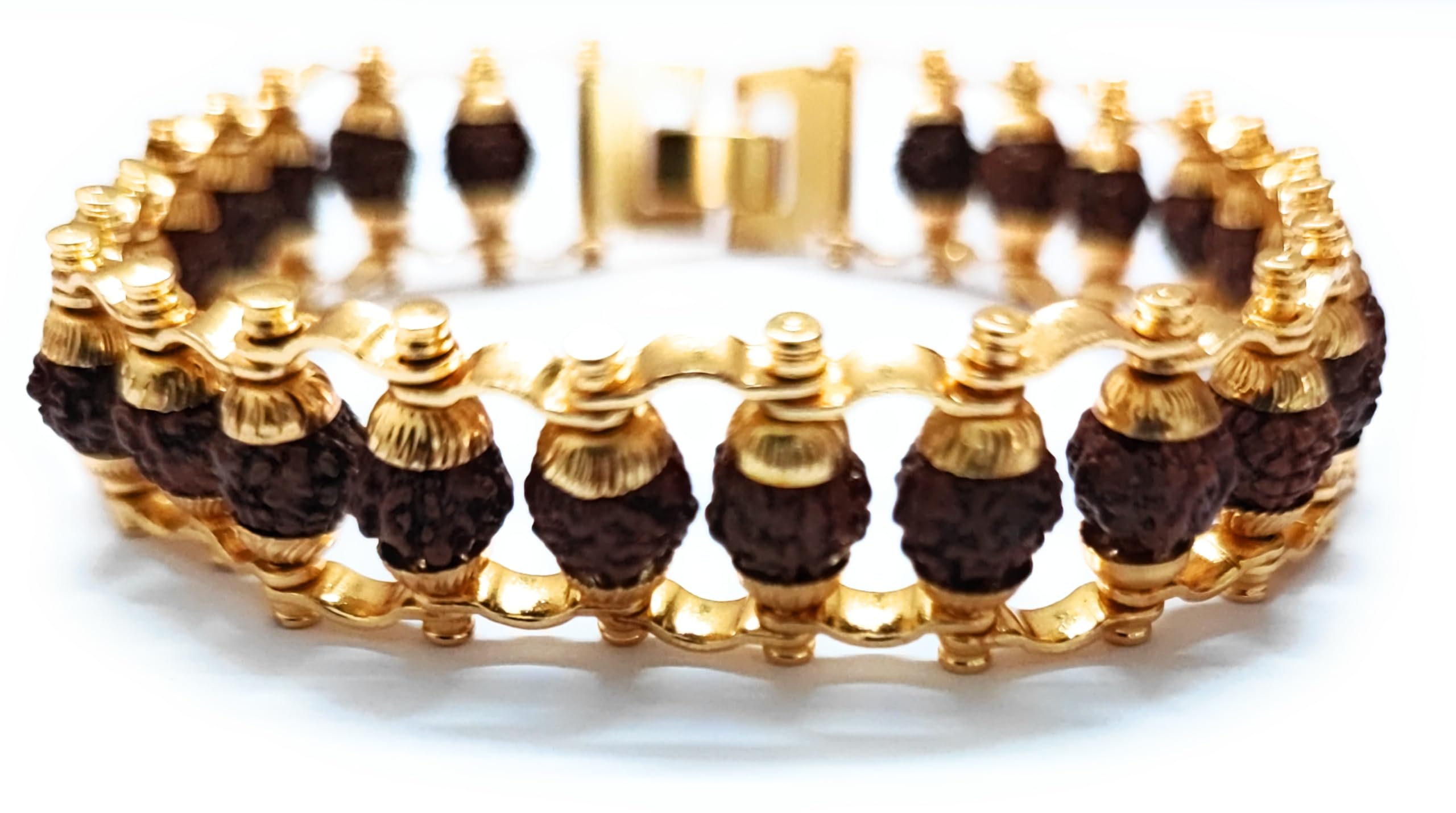 Stylish Gold Plated Rudraksha Bracelet For Men & Women | 5 Mukhi|Spiritual Healing Jewelry | Unisex Design For Spiritual Wellness|Ideal For Meditation and Yoga | Large Size (8.5 Inches Diamter) (B0DDT8F43F) Amazon Price History, Amazon Price Tracker