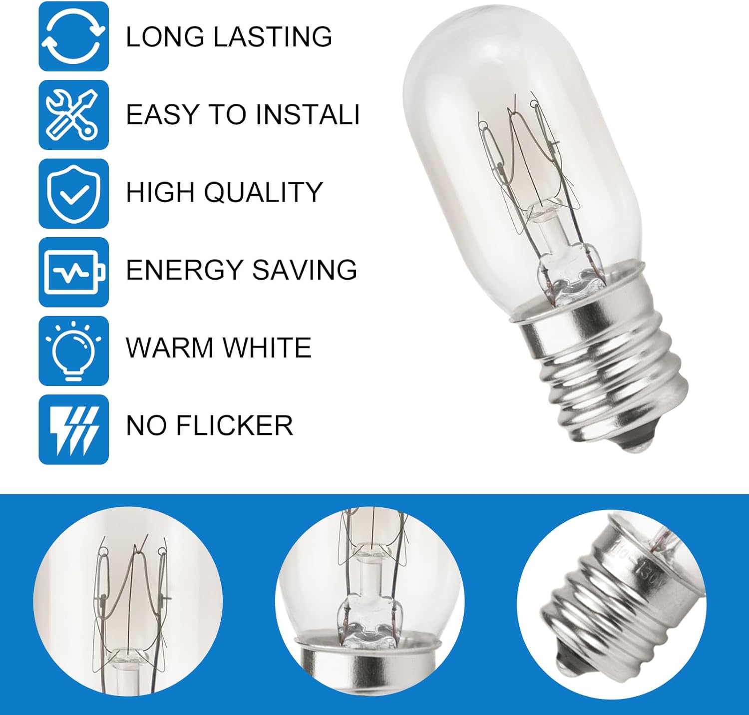 2 Pack 10692 MicrowaveBulb 110-130V Wide Voltage E17 T7 110-130V 25W Compatible with GE Appliance Bulb Fits for Whirlpool Maytag GE Amana Over The Range Hood Microwave, Appliance Bulb Lava Lamp