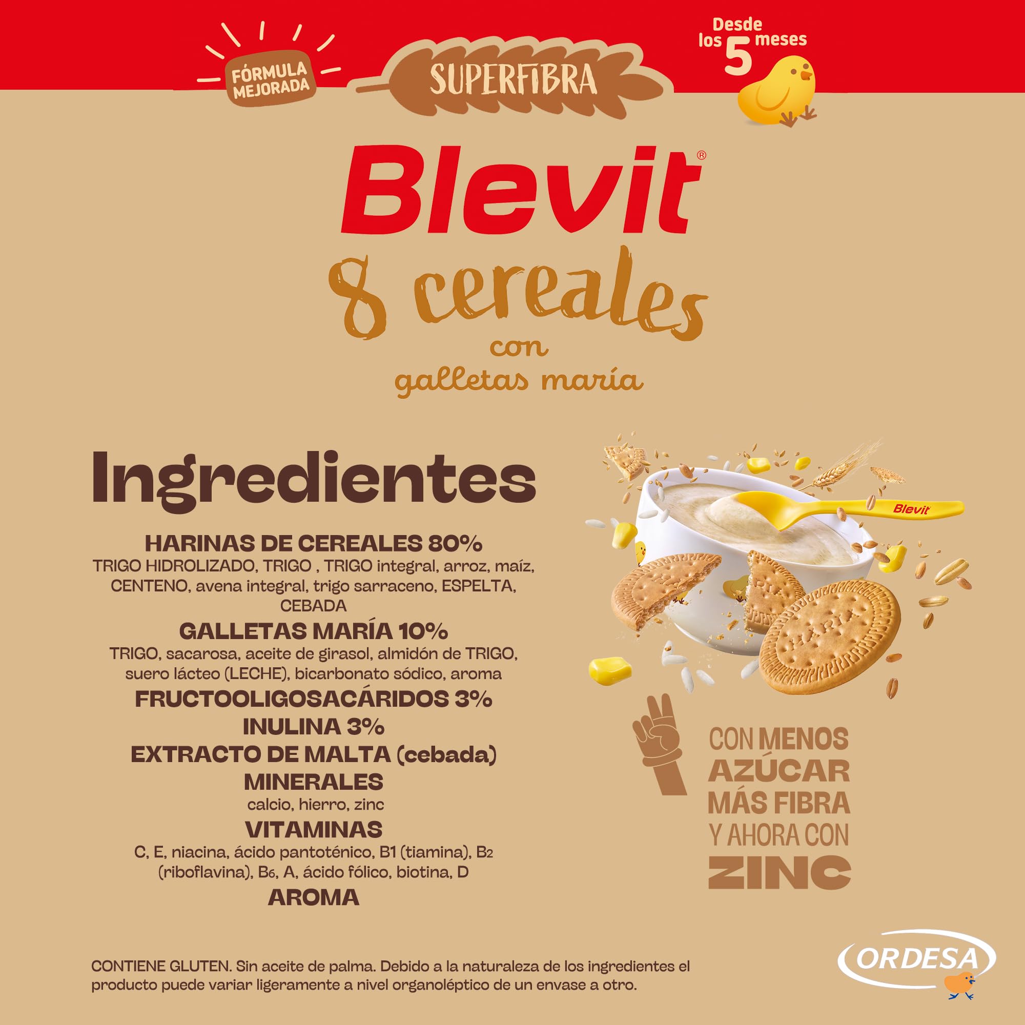 Blevit Superfibra 8 Cereales con Galletas María 500g Papilla para Bebé 5 Meses