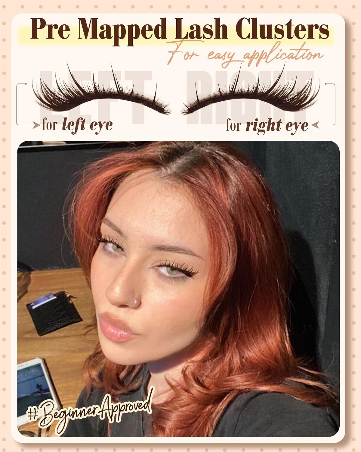 Brown Lash Clusters Kit Fox Eye Cluster Eyelash Extensions Kit Wispy Wet Set Individual Lashes 6-14MM CC Curve Natural Cluster Lashes with Lash Bond and Seal Clear, Tweezers