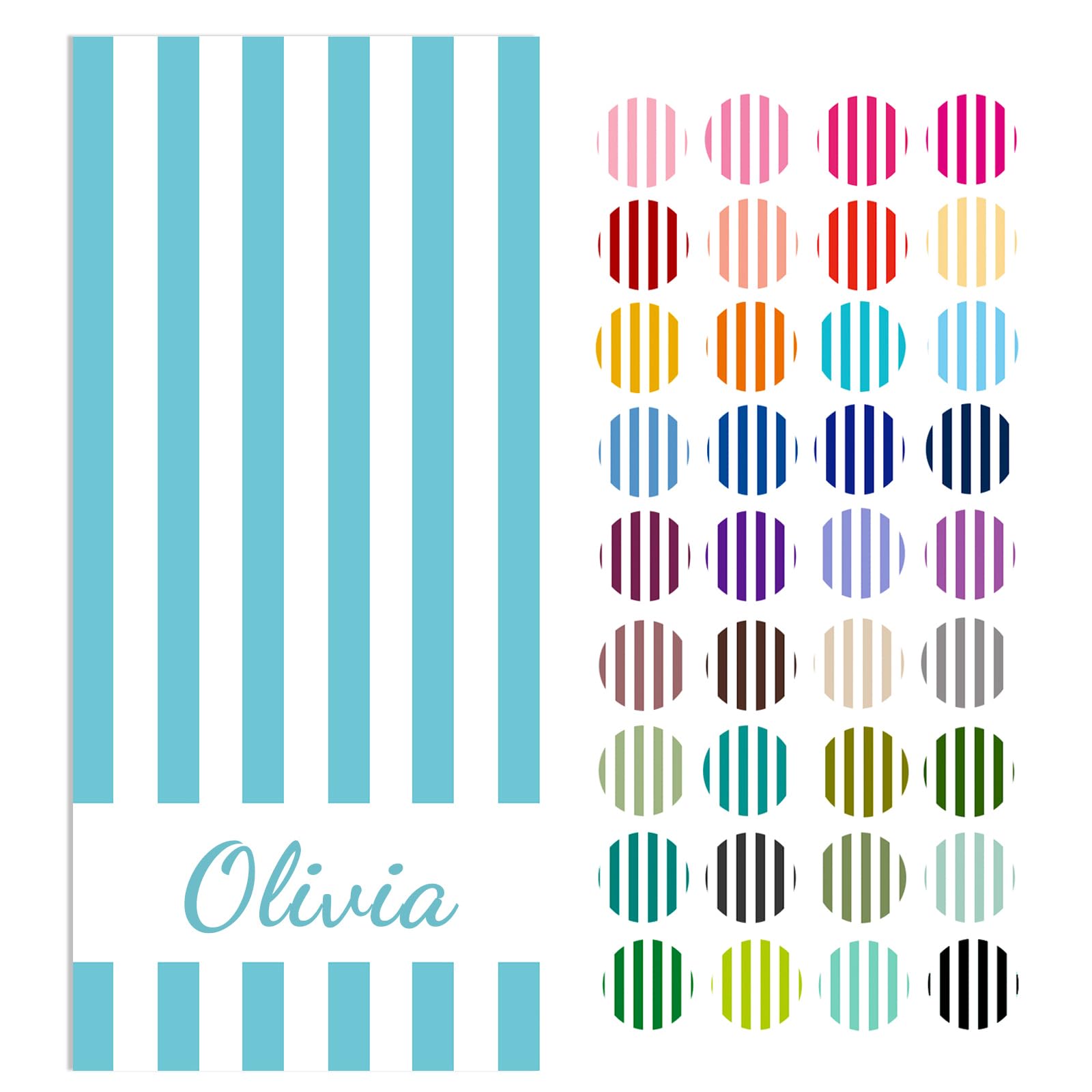 Loosusu Personalized Beach Towels for Kids Adults - Custom Kids Beach Towels with Names- Customized Sand Free Quick Dry Striped Bath/Pool/Beach Towel