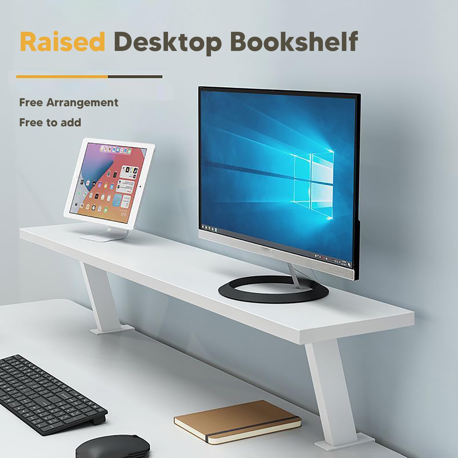 Libreria da Scrivania per Computer, Scaffale da Scrivania a 2 Ripiani con Pannello Forato, Mensola Portaoggetti per Dormitorio, Ufficio, Casa, Studio e Cameretta,Walnut,W 31.5″/80cm