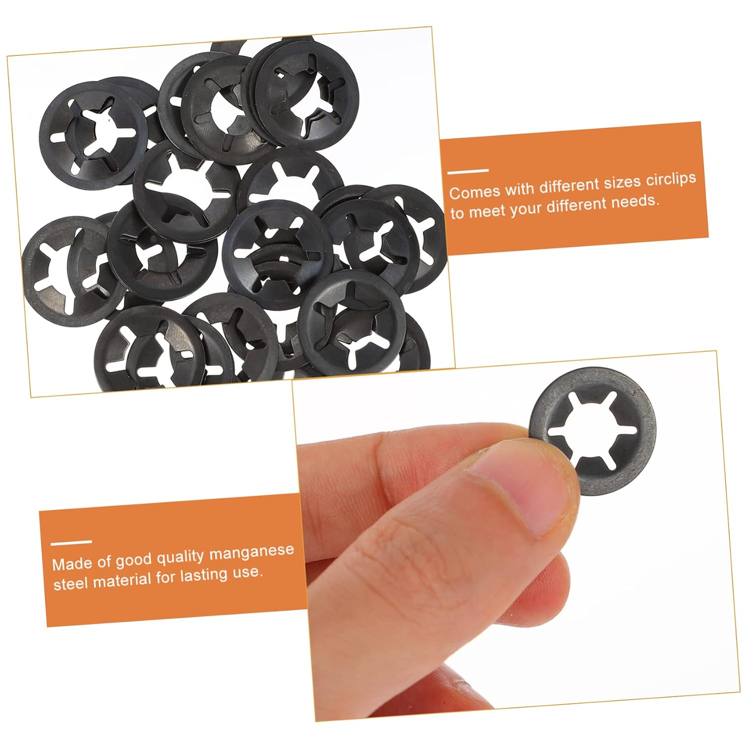 420pcs Carbon Steel Plum Bearing Clip Retaining Washers for Power Supply and Equipment Lock Washers for Electrical Appliances