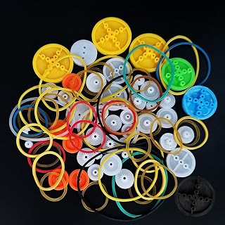 90-Piece 2mm Plastic Belt Pulley and Rubber Band Set