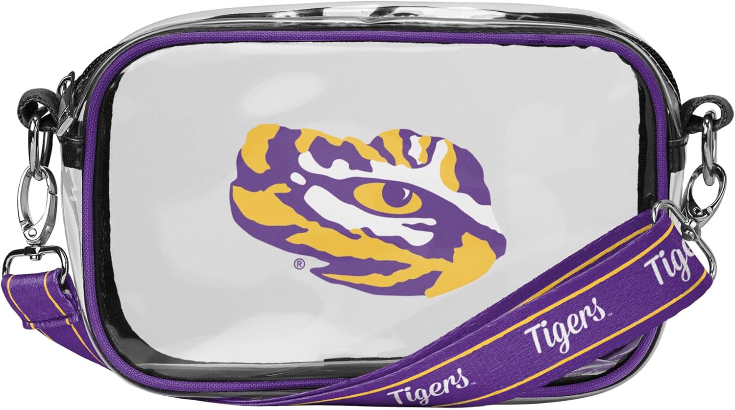 FOCO NCAA College Team Logo Stripe Clear Crossbody Bag