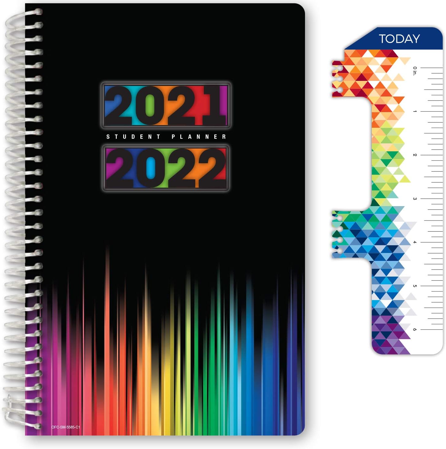 Dated Middle School or High School Student Planner for Academic Year 2021-2022 (Matrix Style - 5.5"x8.5" - Black Colors) - Includes Ruler/Bookmark and Planning Stickers : Office Products