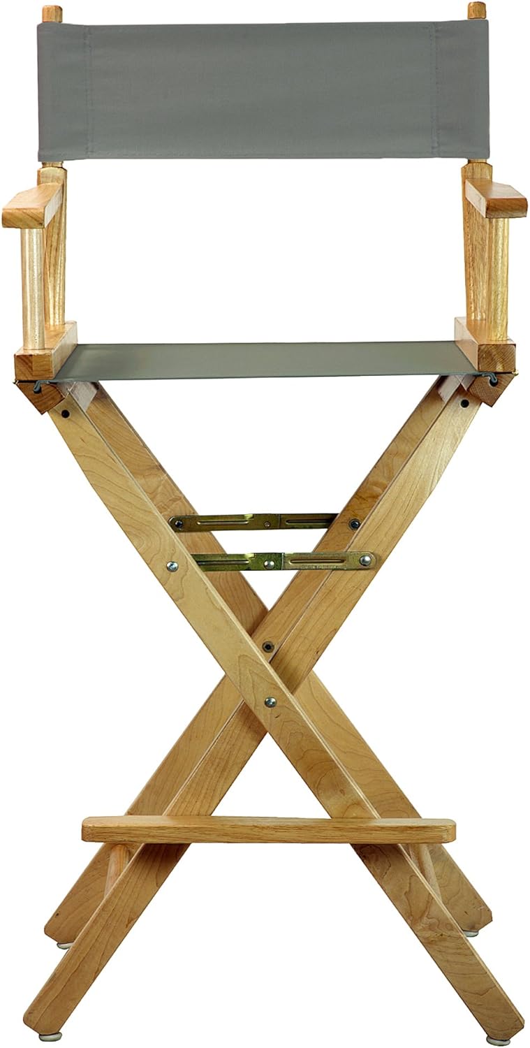 Casual Home 30" Director's Chair Natural Frame-with Grey Canvas, Bar Height