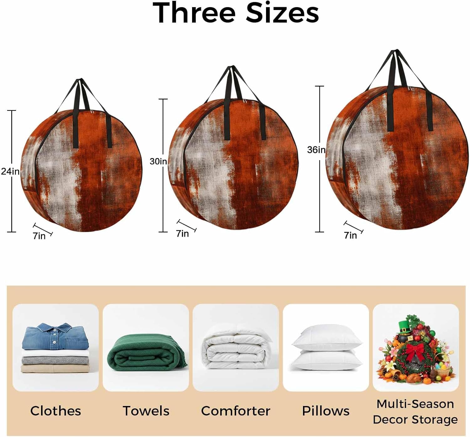 Abstract Collage Theme Round Storage Bag 36 Inch, Vintage Red Oil Painting Texture Clothes Storage Container with Handles Heavy Duty Organizer for Comforter, Bedding & Holiday Wreaths