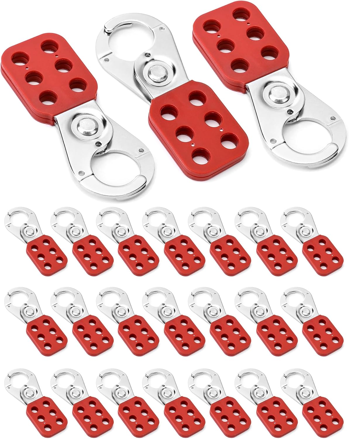 QWORK Stainless Steel Lockout Hasp 24 Pack, Multi-Person Safety Lock for Electrical, Maintenance & Industrial Equipment, Lock Out Tag Out Hasp, Padlock Hasps