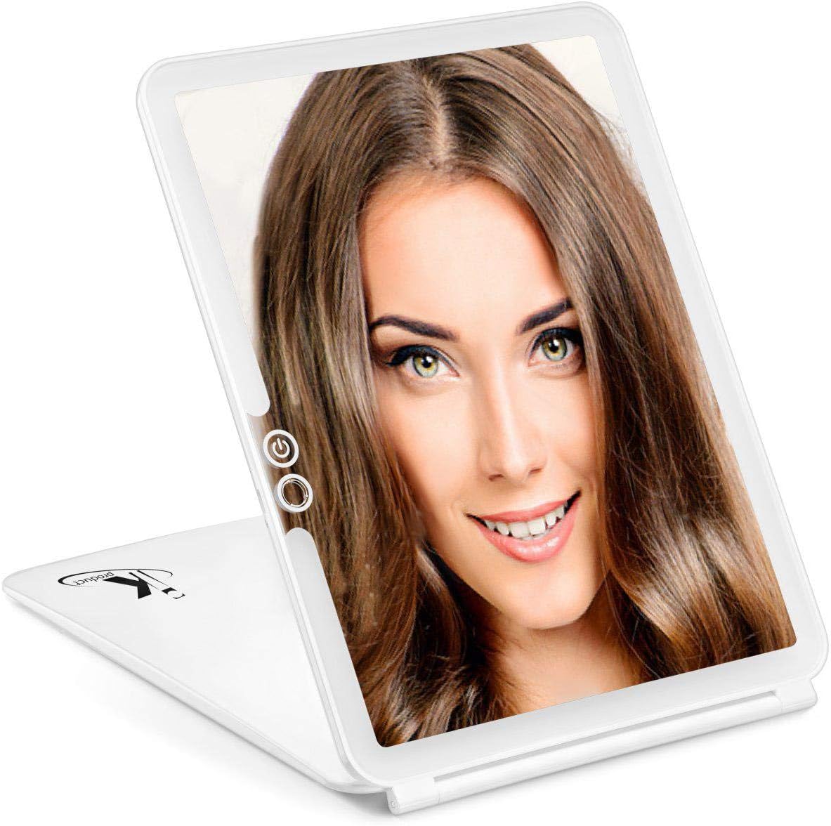 Makeup Mirror, Vanity Mirror, LED Vanity Mirror, 3 Color Light Portable Mirror, Travel Vanity Mirror, Vanity Makeup Mirror, Travel Rechargeable Mirror