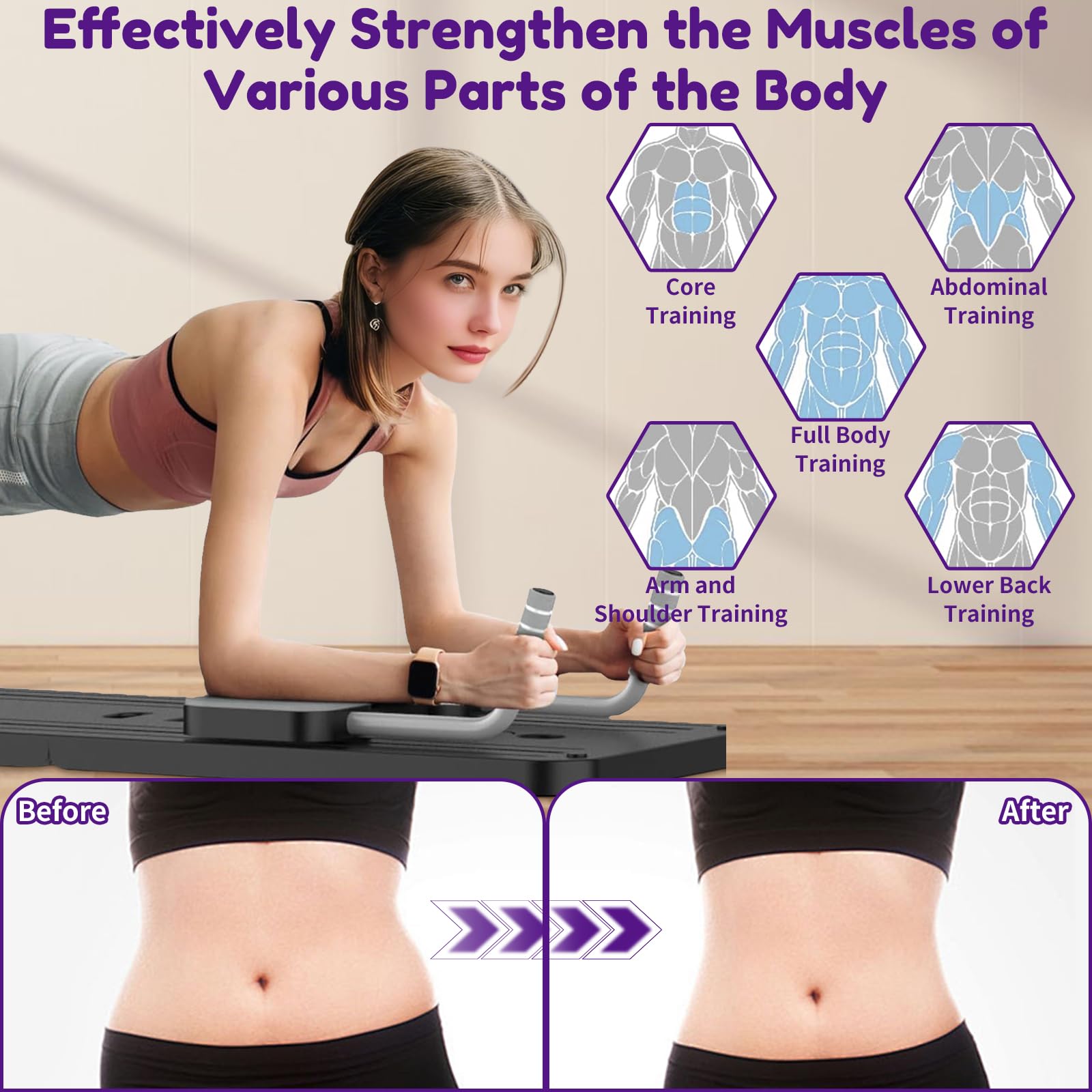 5 en 1 Pilates Reformer,Mini Pilates Reformer avec Compteur LED, Planche de Pilate Pliable avec Rebond Automatique,pour Le Fitness,la Perte de Graisse et la Forme du Corps