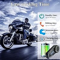 Vista 8 de QSPORTPEAK Cascos de motocicleta intercomunicador Bluetooth, casco M2C Bluetooth para 2-6 conductores con pantalla LCD, cancelación de ruido