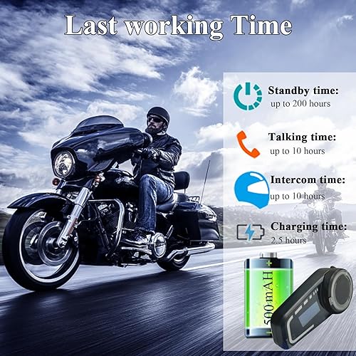 Miniatura 8 de QSPORTPEAK Cascos de motocicleta intercomunicador Bluetooth, casco M2C Bluetooth para 2-6 conductores con pantalla LCD, cancelación de ruido