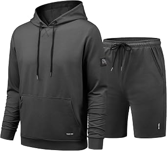 TEZO Mens Tracksuits Sweatsuits for Men 2 Piece Outfits Casual Hoodie Shorts Jogger Set Athletic Hooded Jogging Suit