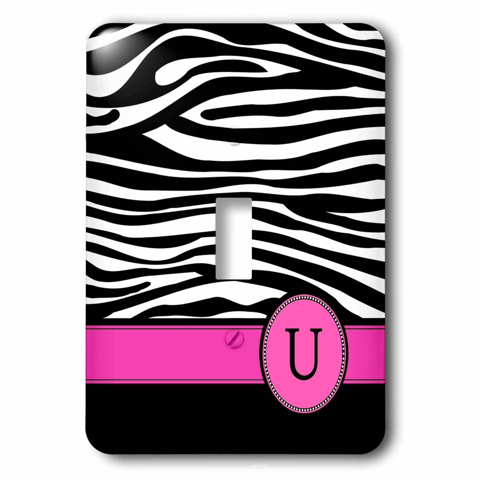 Interrupteur à bascule zèbre 3dRose lsp_154292_1 plaque murale monogramme lettre U rose