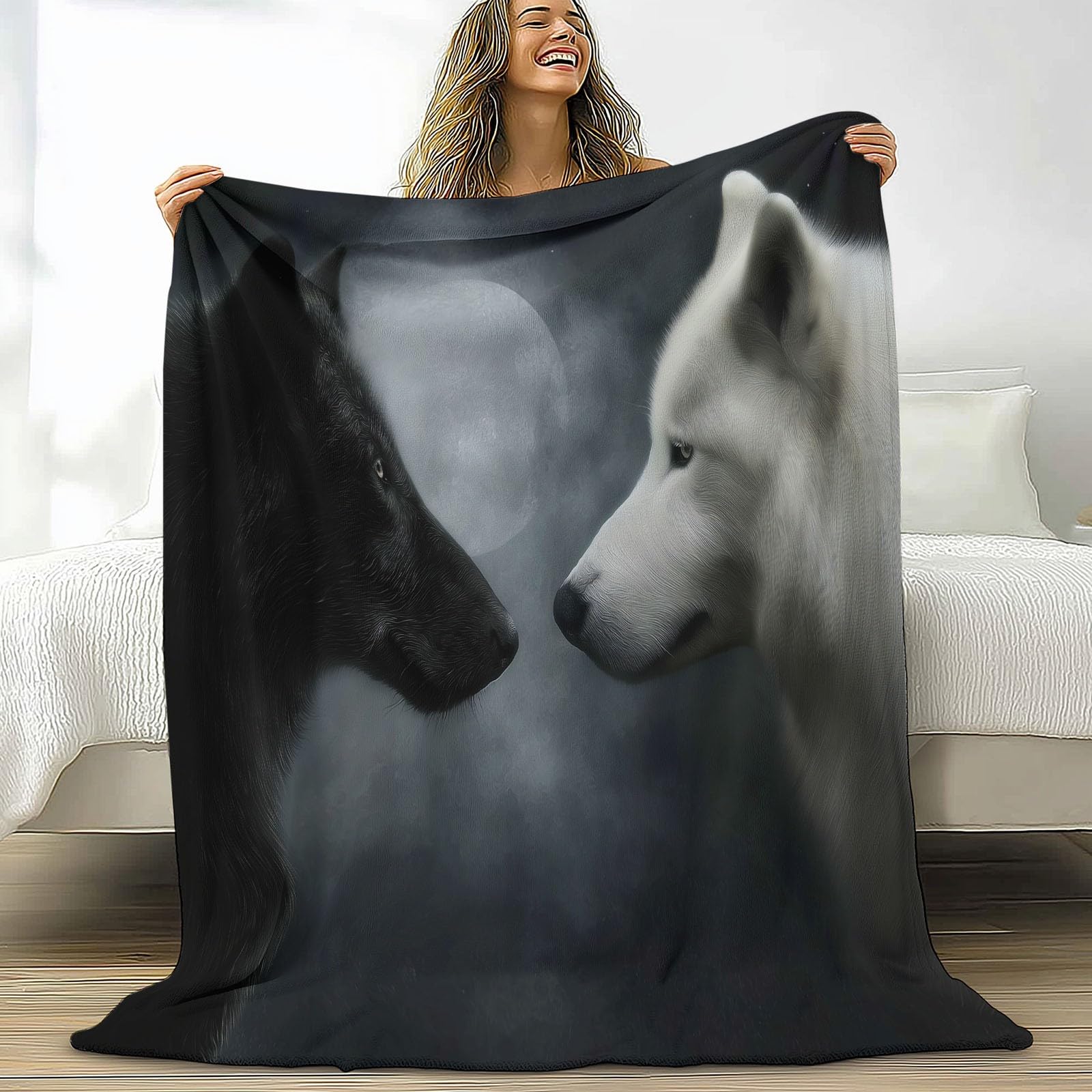 Couverture de lit loup magique pour réchauffer vos soirées cocooning au salon