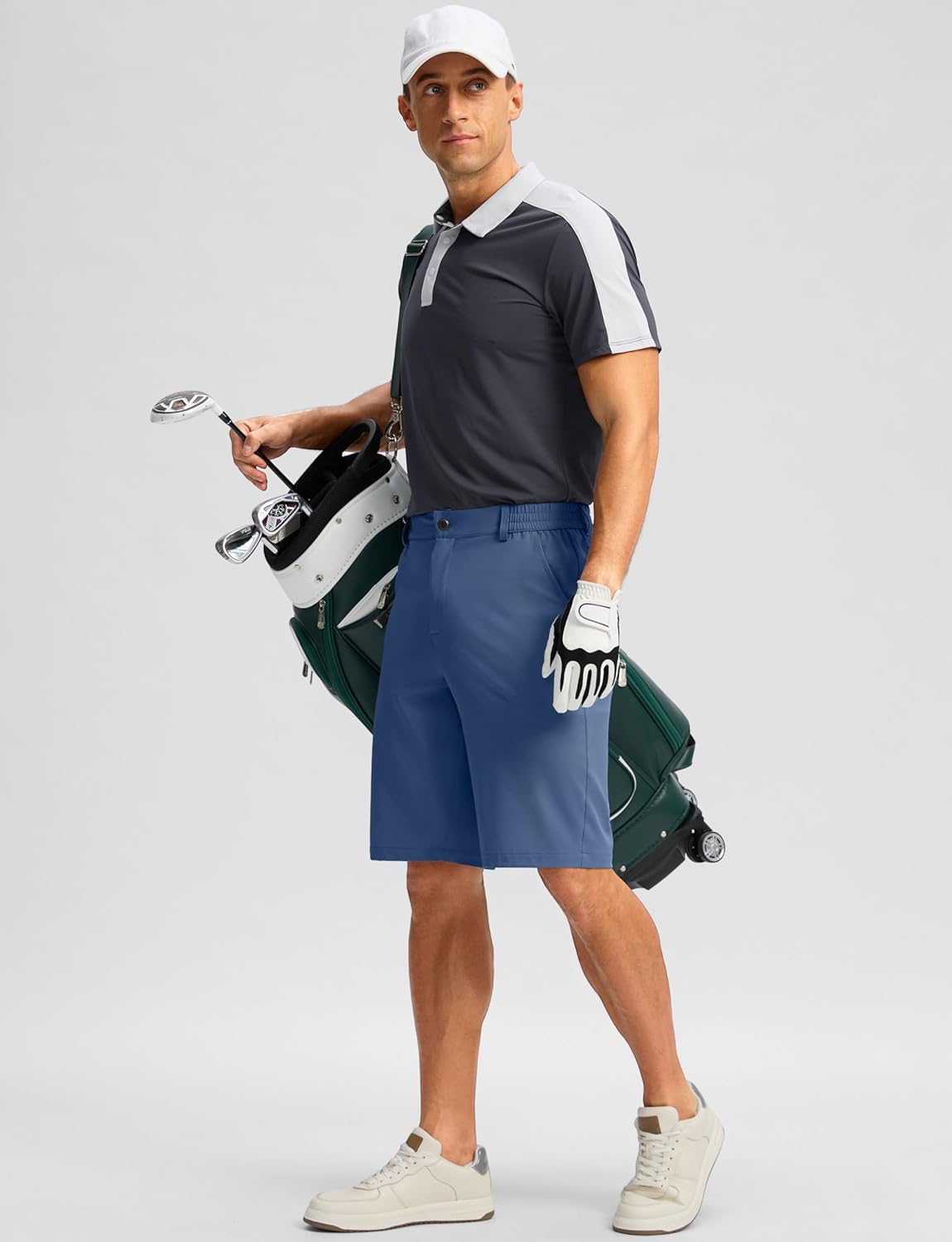 Pudolla Men's Lightweight Golf Shorts 11" Casual Shorts with 3 Pockets Stretch Quick Dry Work Dress Shorts(Blue XXL - Image 3