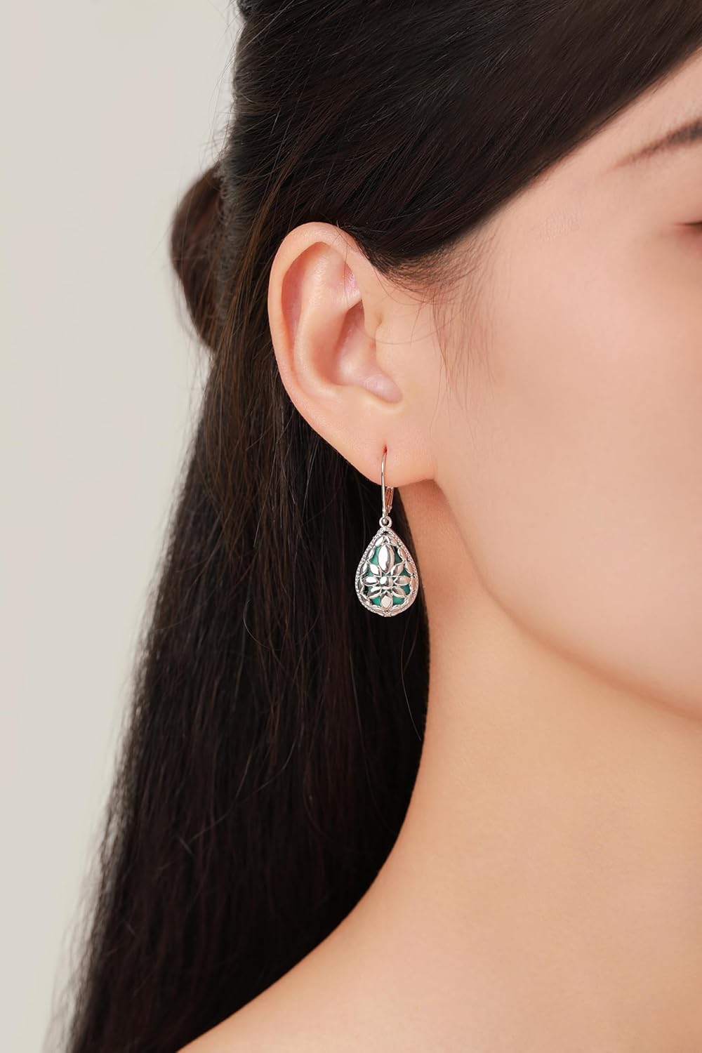 BDL Genuine Turquoise Jewelry for Women, Sterling Silver Earrings and Necklaces for Women, Leverback Dangle Drop Earrings Jewelry - Image 5