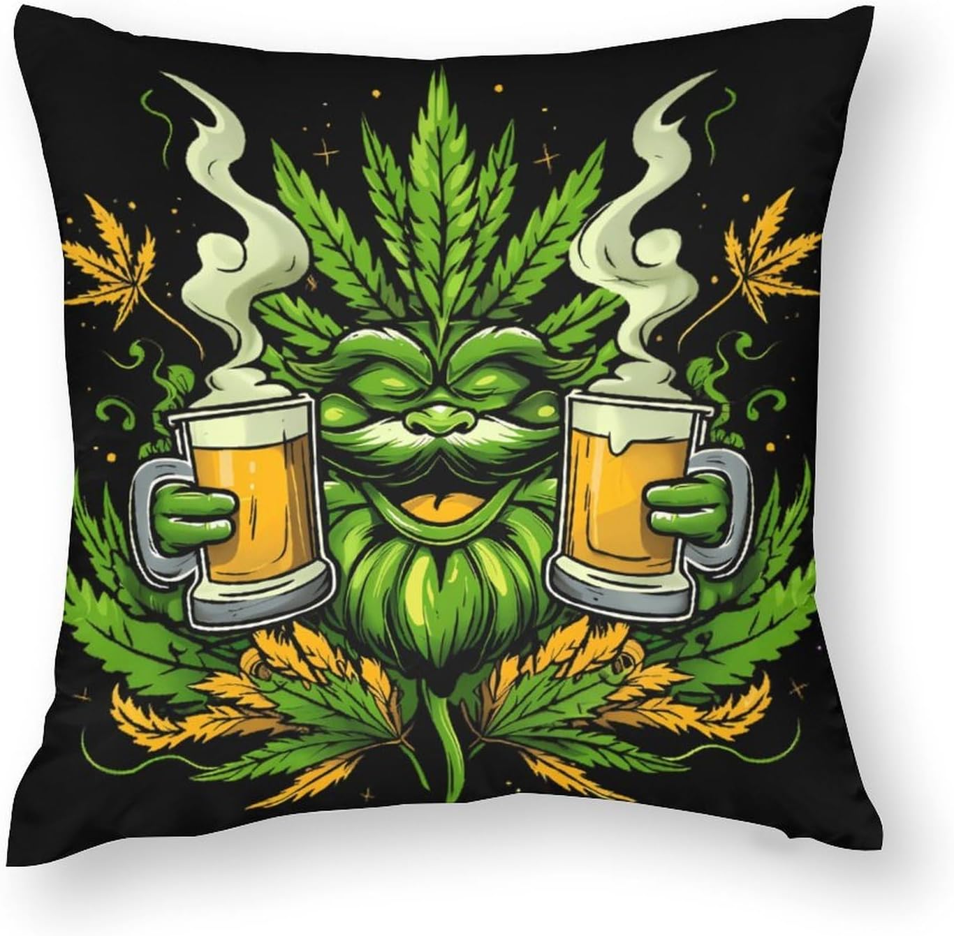 Drink Weed Printed Throw Pillow Case 4 Pcs Soft Pillowcases Pillows Covers Sofa Bed Decor 12/14/16/17/18/20/22/24/32 Inches