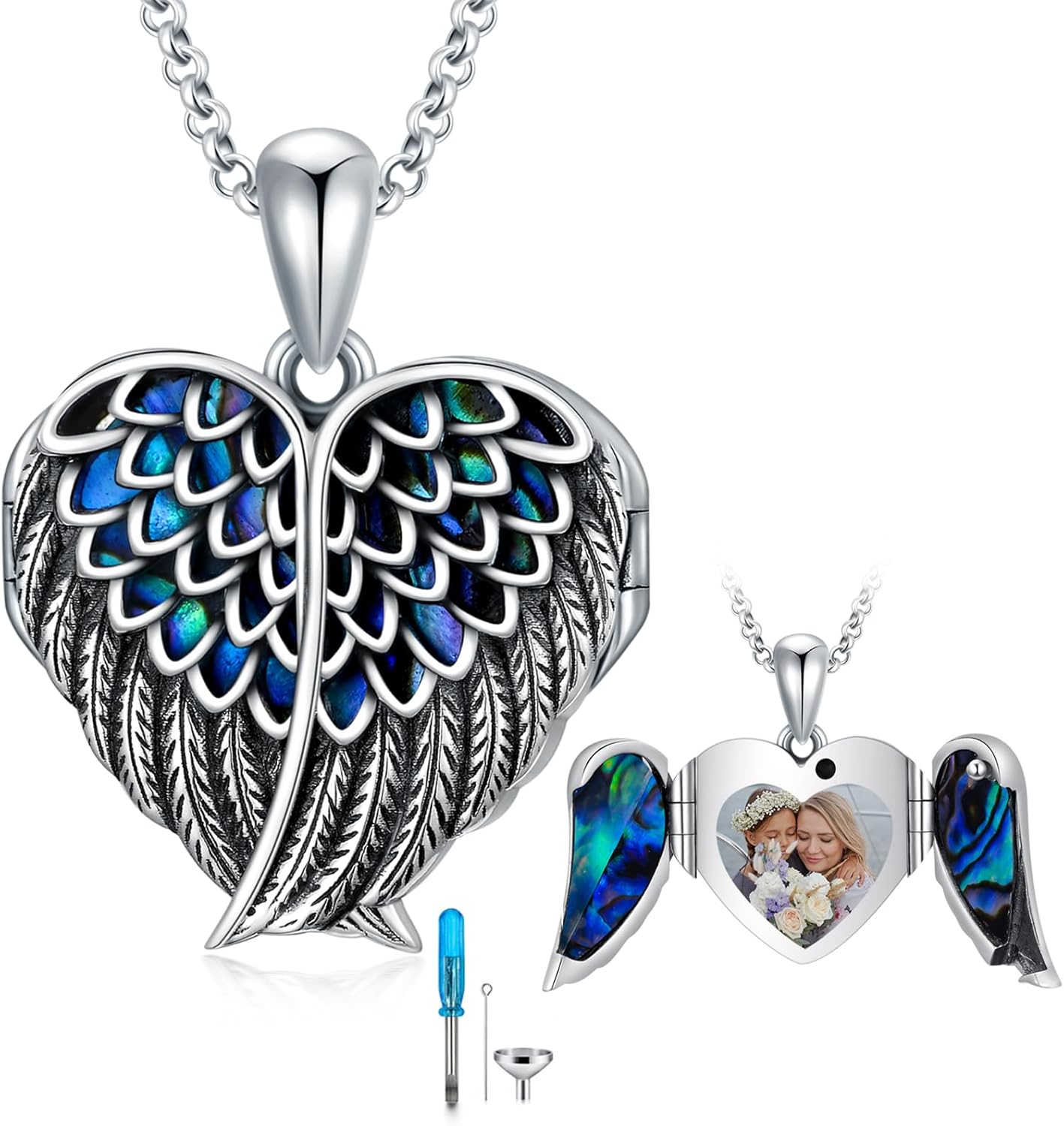 SOULMEET Personalized Photo Urn Necklace for Ashes, Sterling Silver Ashes Locket Necklace That Holds Pictures, Memorial Keepsake Cameo Cremation Jewelry for Women Men