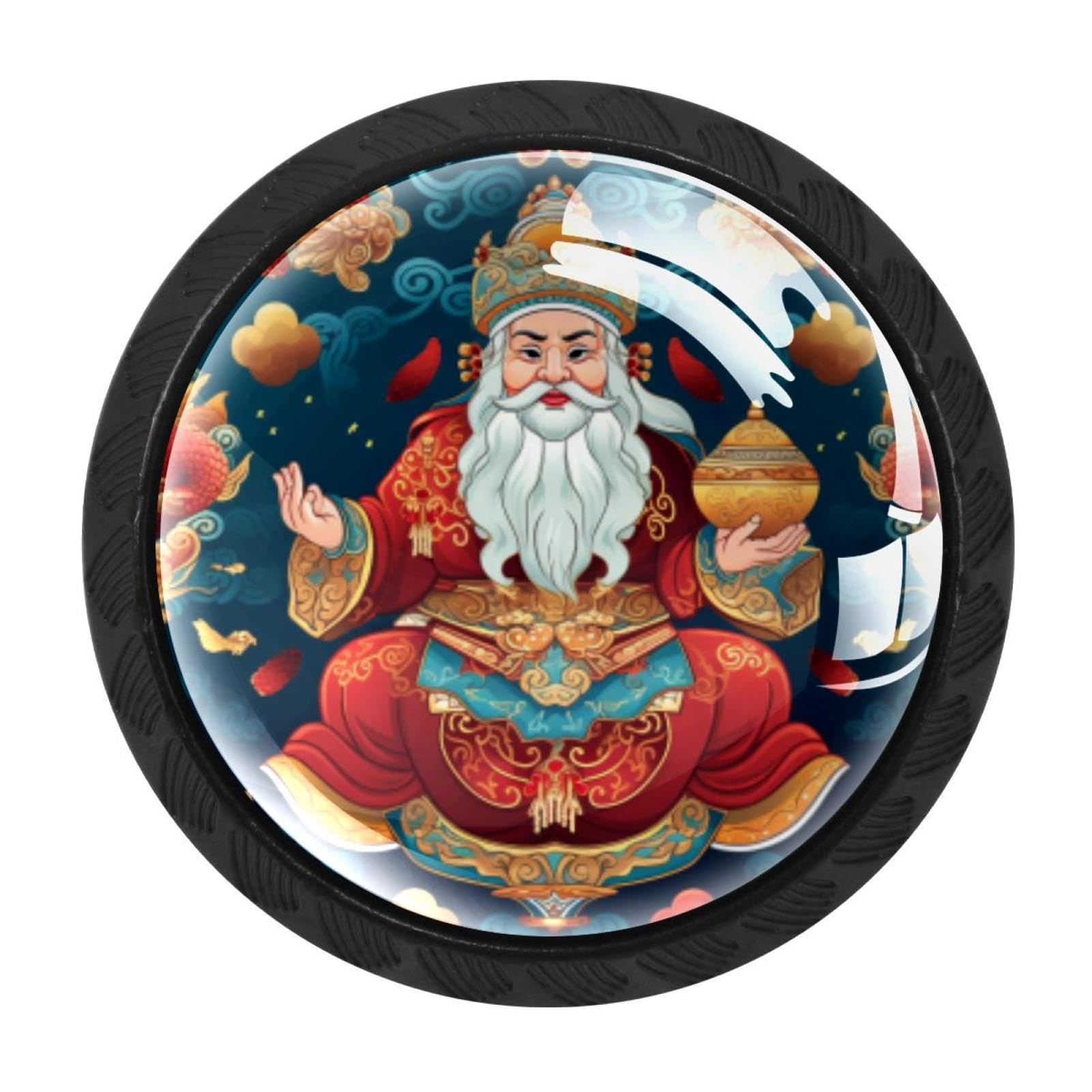 CHENZZZZ 4 Pieces the God of Wealth Kitchen Cabinet Knobs Drawer Knobs Dresser Knobs Black Knobs Drawer Pulls Dresser Drawer Handles Knobs for Dresser Drawers