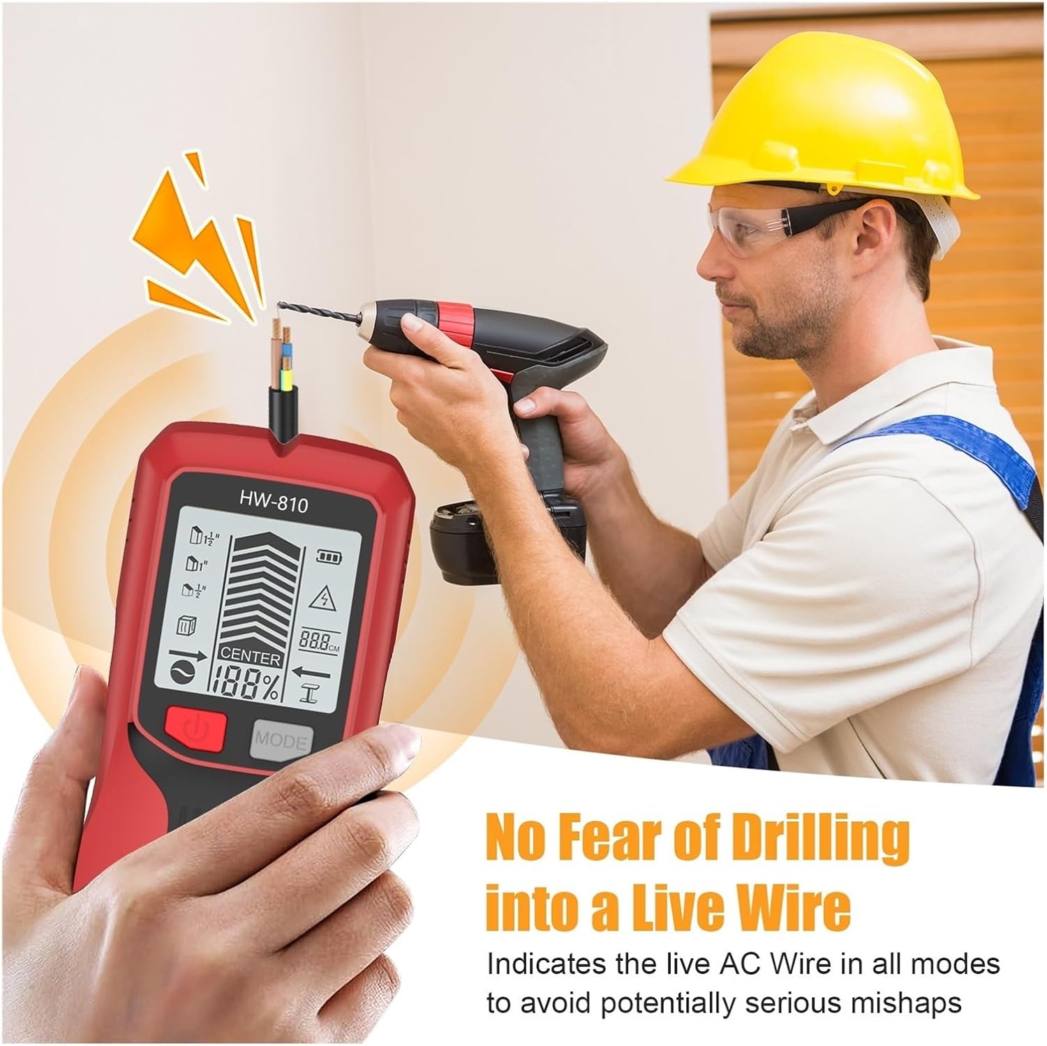 Wall Detector Scanner, Wall Scanner Metal Detecion Detection Of Live Cable Metal Depth Measurement Finder Wall Detector Scanner Stud Finder,Metal Stud Finder