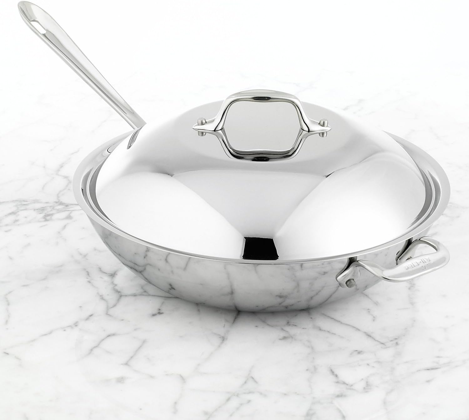 All-Clad Stainless Steel Chef's Pan with Domed Lid Cookware, 12-Inch, Silver