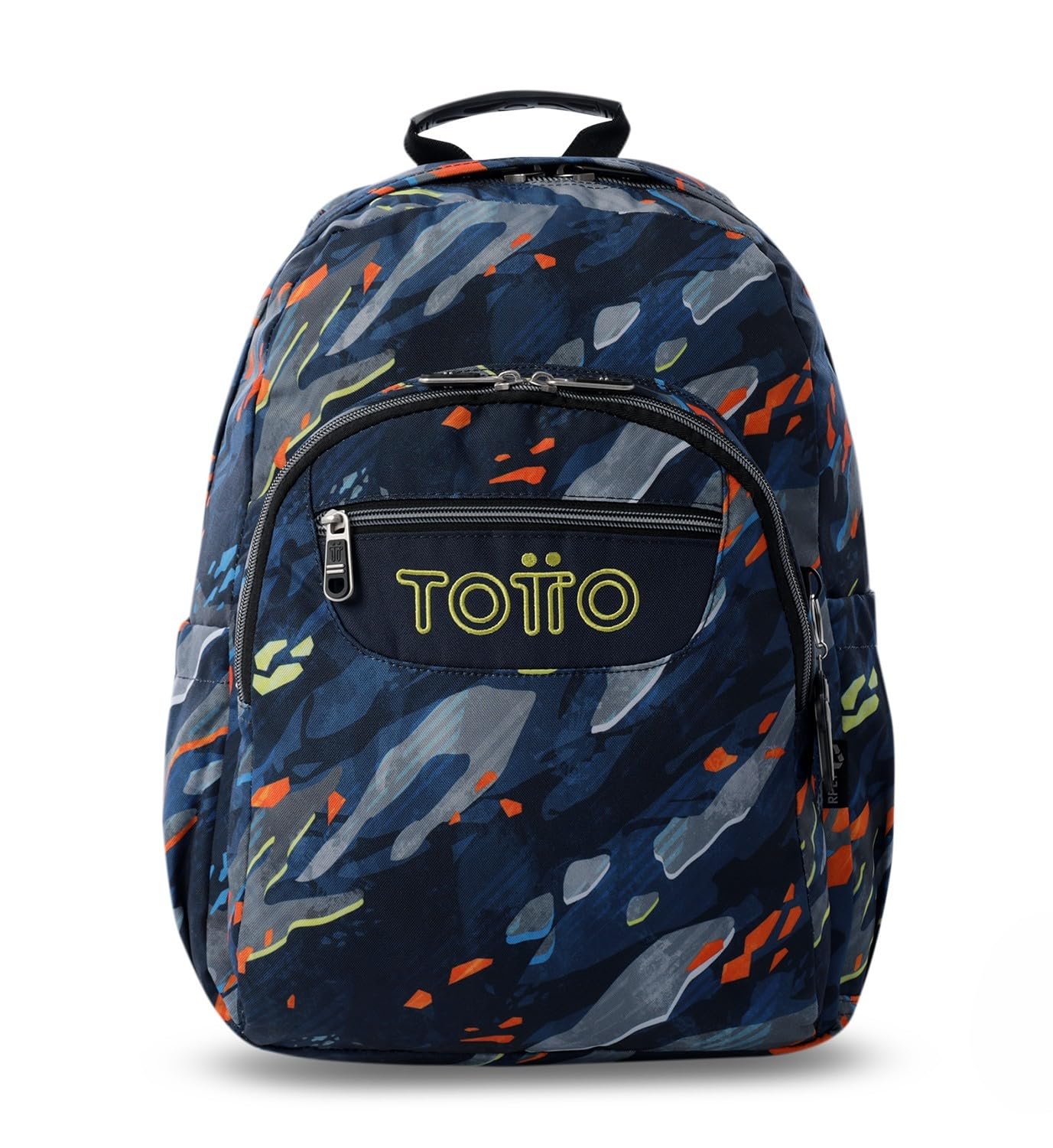 TOTTO - Mochila Escolar Adaptable a Carro, Modelo Acuareles Glitter, Capacidad 20L, Bolsillo para Pc 14", 2 Bolsillo Botella, Espaldar Ergonómico con Flujo de Aire, Correas en S, Estampado Groove Azul