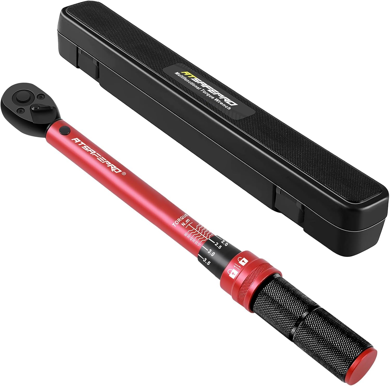 ATsafepro Llave Dinamométrica 3/8'', Llave Dinamométrica coche 5-60 Nm, Chave Dinamométrica para Bicicleta, Moto y Coche Mantenimiento del Vehículo,Precisión ±3% con 72 Dientes