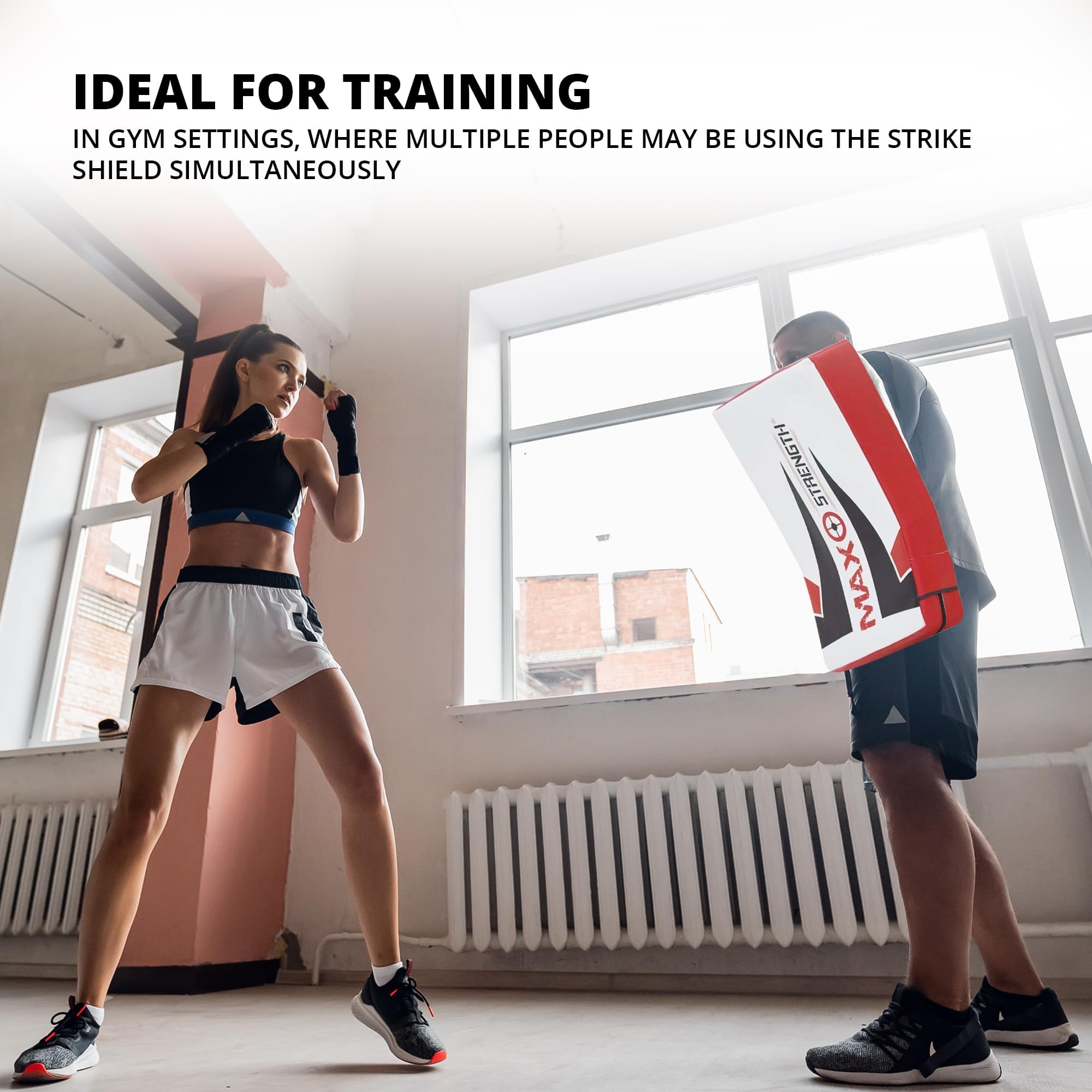 MAXSTRENGTH Escudo de Entrenamiento de Kickboxing Profesional, Almohadilla Curva de Muay Thai, Escudo de Cuerpo Strike | Ideal para MMA, Artes Marciales, Entrenamiento